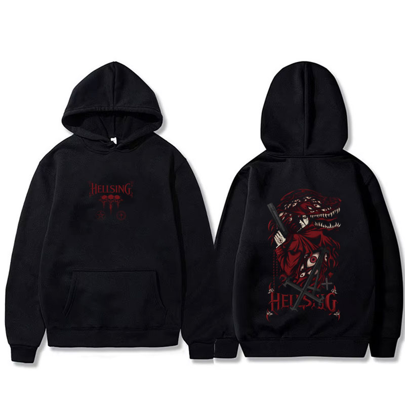 Anime Merch Hoodie - Anime Hellsing Hoodie Vampire Alucard Merch